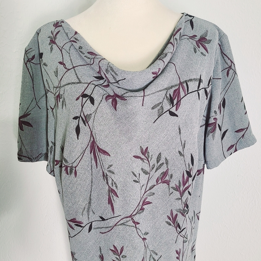 Venezia Gray, Purple & Black Dress with a Cowl Neck, Short Sleeves, Size 22/24 - Picture 4 of 9
